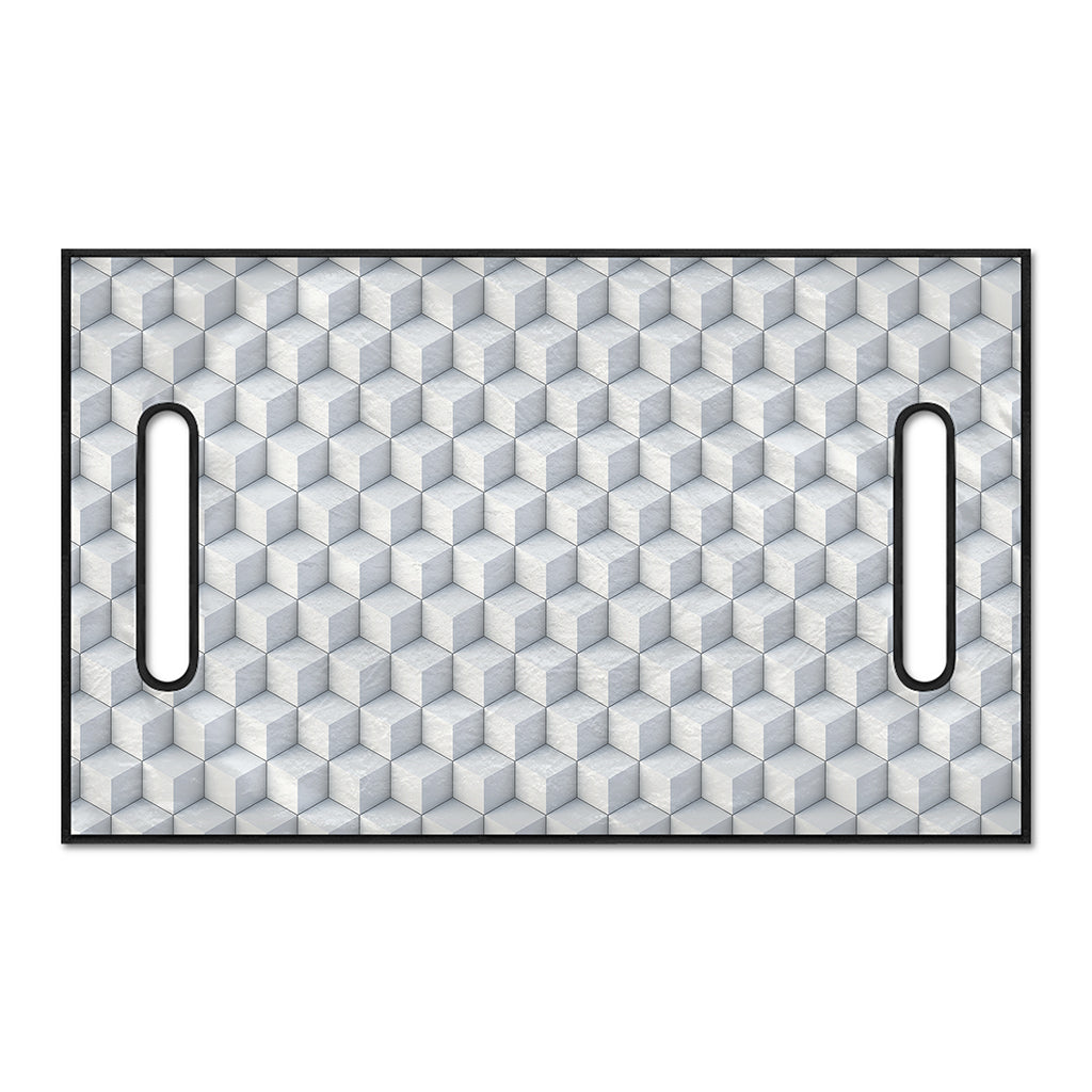 White Geometric Cube Shape Pattern Print Golf Cart Seat Cover