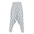 White Geometric Cube Shape Pattern Print Hammer Pants