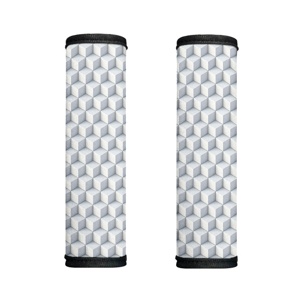 White Geometric Cube Shape Pattern Print Handle Covers