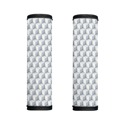 White Geometric Cube Shape Pattern Print Handle Covers