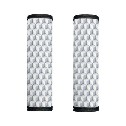 White Geometric Cube Shape Pattern Print Handle Covers