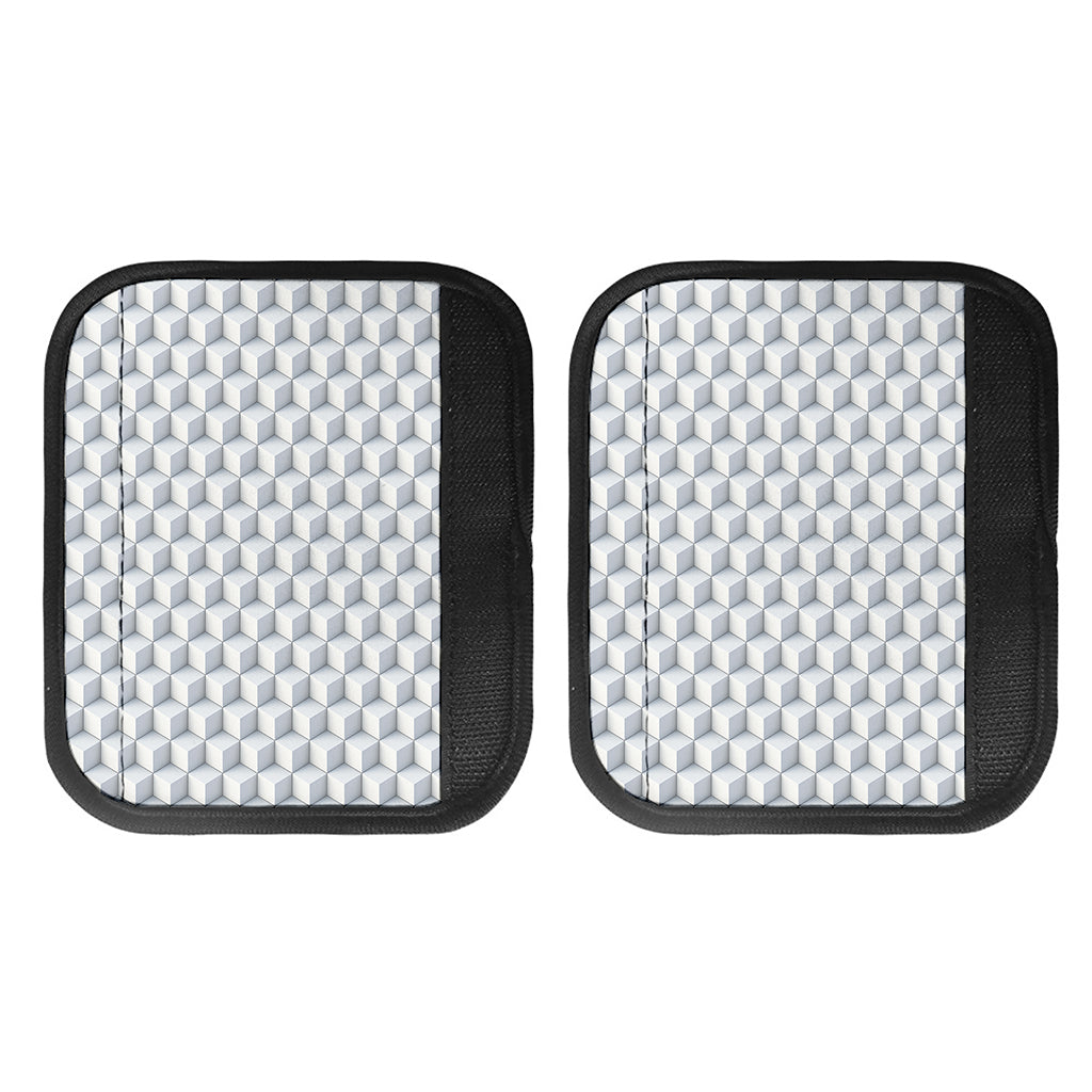 White Geometric Cube Shape Pattern Print Handle Covers