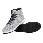 White Geometric Cube Shape Pattern Print High Top Leather Sneakers
