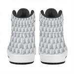 White Geometric Cube Shape Pattern Print High Top Leather Sneakers