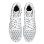 White Geometric Cube Shape Pattern Print High Top Leather Sneakers