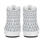 White Geometric Cube Shape Pattern Print High Top Leather Sneakers