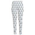White Geometric Cube Shape Pattern Print High-Waisted Pocket Leggings