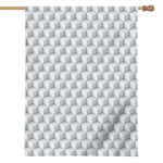 White Geometric Cube Shape Pattern Print House Flag