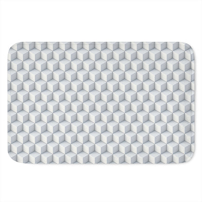White Geometric Cube Shape Pattern Print Indoor Door Mat