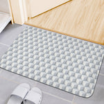 White Geometric Cube Shape Pattern Print Indoor Door Mat
