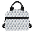 White Geometric Cube Shape Pattern Print Insulated Lunch Bag
