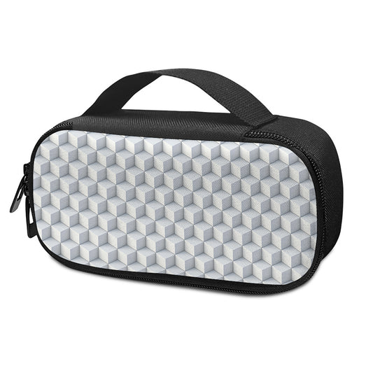 White Geometric Cube Shape Pattern Print Insulin Cooler Travel Case