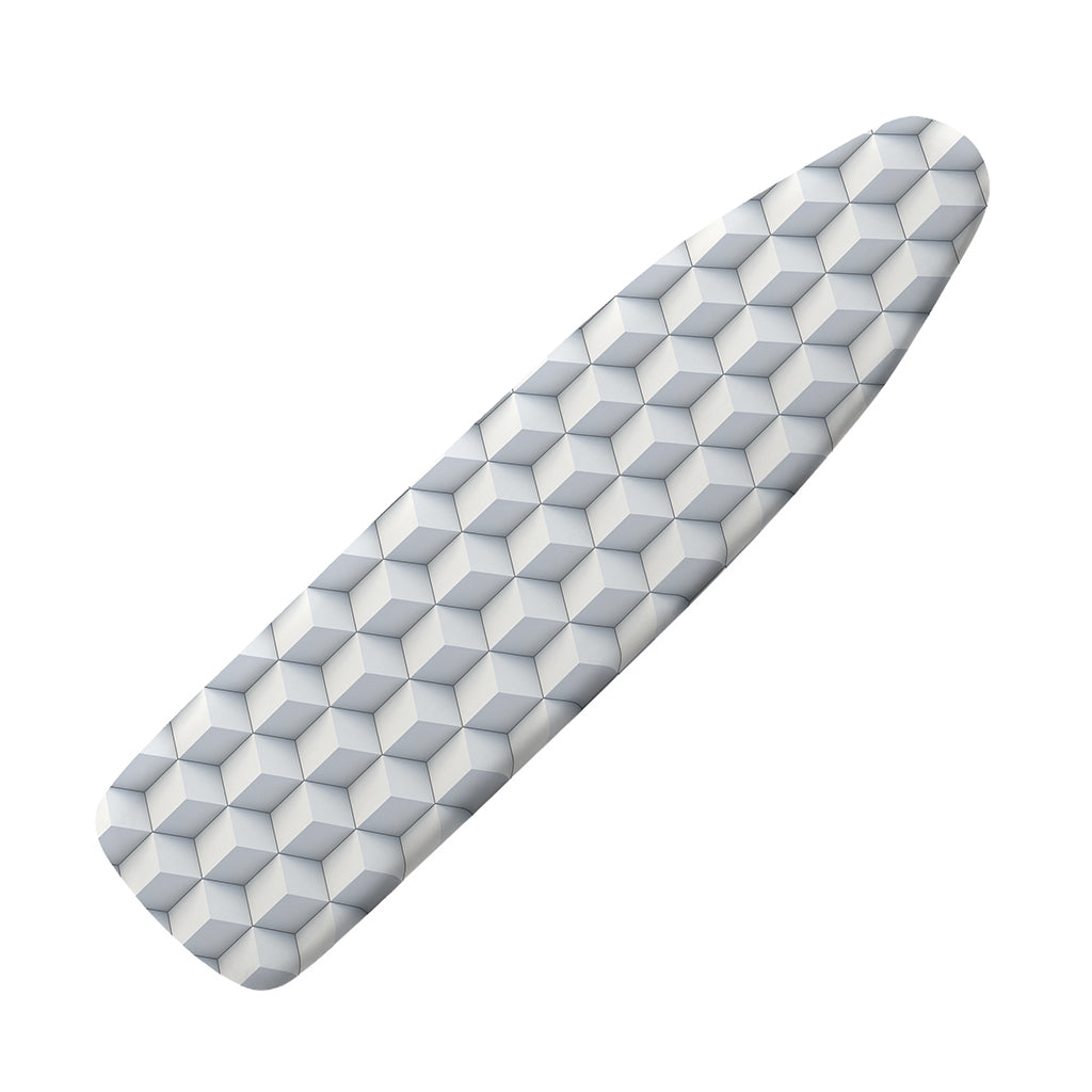 White Geometric Cube Shape Pattern Print Ironing Board Cover