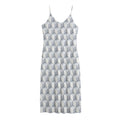 White Geometric Cube Shape Pattern Print Jersey Midi Cami Dress