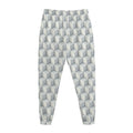 White Geometric Cube Shape Pattern Print Jogger Pants