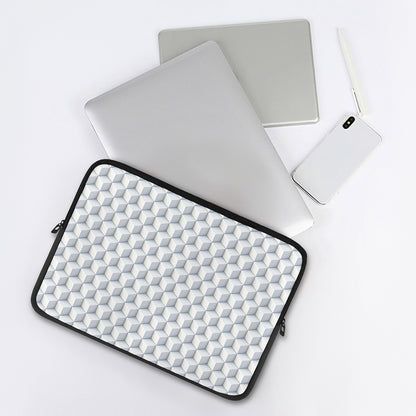 White Geometric Cube Shape Pattern Print Laptop Sleeve