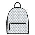 White Geometric Cube Shape Pattern Print Leather Backpack