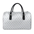 White Geometric Cube Shape Pattern Print Leather Duffel Bag