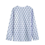 White Geometric Cube Shape Pattern Print Long Sleeve Short Coat