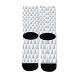 White Geometric Cube Shape Pattern Print Long Socks