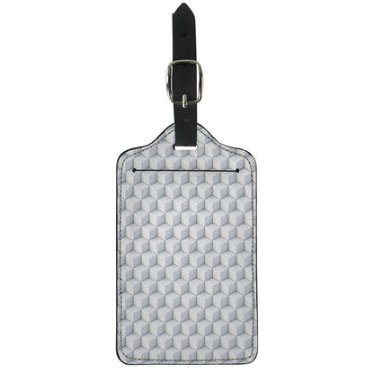 White Geometric Cube Shape Pattern Print Luggage Tag