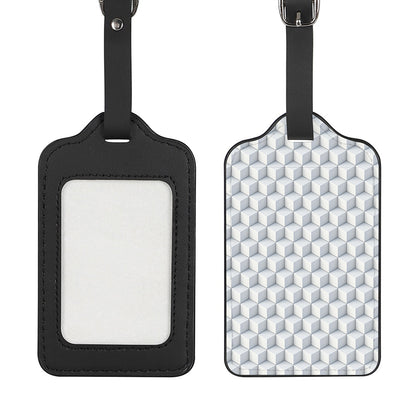 White Geometric Cube Shape Pattern Print Luggage Tag