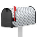 White Geometric Cube Shape Pattern Print Mailbox Cover