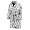 White Geometric Cube Shape Pattern Print Men's Bathrobe