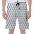 White Geometric Cube Shape Pattern Print Men's Beach Shorts