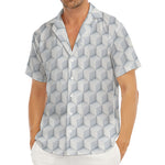 White Geometric Cube Shape Pattern Print Men's Deep V-Neck Shirt