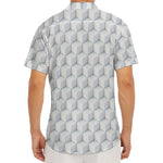 White Geometric Cube Shape Pattern Print Men's Deep V-Neck Shirt