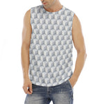 White Geometric Cube Shape Pattern Print Men's Fitness Tank Top