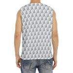 White Geometric Cube Shape Pattern Print Men's Fitness Tank Top