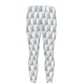 White Geometric Cube Shape Pattern Print Men's Leggings