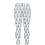 White Geometric Cube Shape Pattern Print Men's leggings