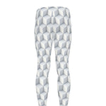 White Geometric Cube Shape Pattern Print Men's leggings