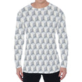 White Geometric Cube Shape Pattern Print Men's Long Sleeve T-Shirt