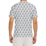 White Geometric Cube Shape Pattern Print Men's Short Sleeve Rash Guard