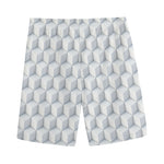 White Geometric Cube Shape Pattern Print Men's Sports Shorts