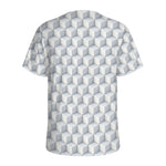 White Geometric Cube Shape Pattern Print Men's Sports T-Shirt