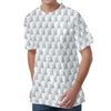 White Geometric Cube Shape Pattern Print Men's Velvet T-Shirt