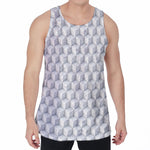 White Geometric Cube Shape Pattern Print Men's Velvet Tank Top