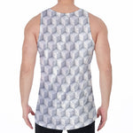 White Geometric Cube Shape Pattern Print Men's Velvet Tank Top