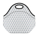 White Geometric Cube Shape Pattern Print Neoprene Lunch Bag