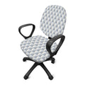 White Geometric Cube Shape Pattern Print Office Chair Cover