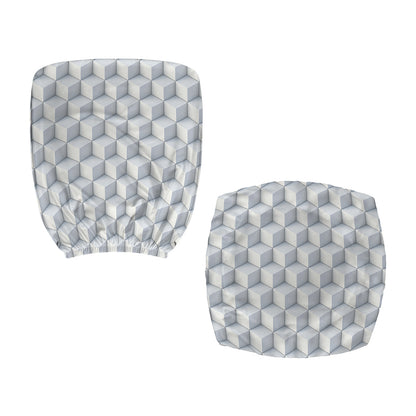 White Geometric Cube Shape Pattern Print Office Chair Cover