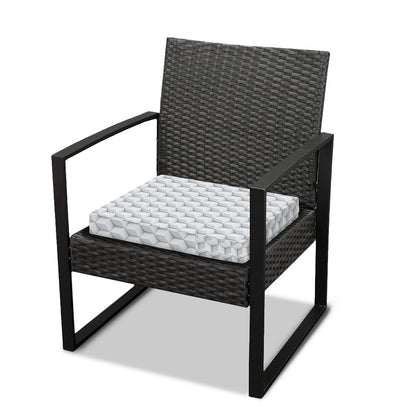 White Geometric Cube Shape Pattern Print Outdoor Seat Cushion Cover