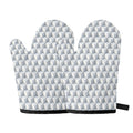 White Geometric Cube Shape Pattern Print Oven Mitts