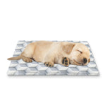 White Geometric Cube Shape Pattern Print Pet Cooling Mat Cover