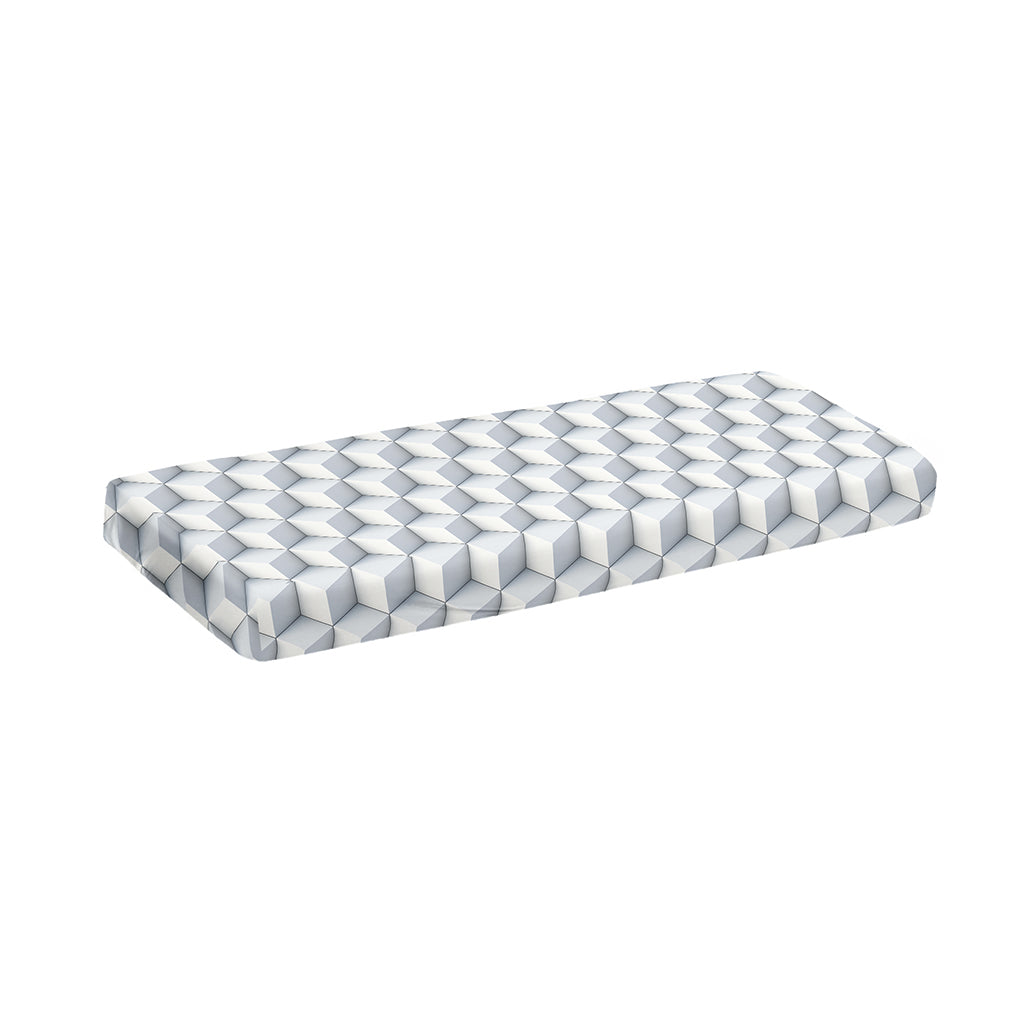 White Geometric Cube Shape Pattern Print Piano Keyboard Cover